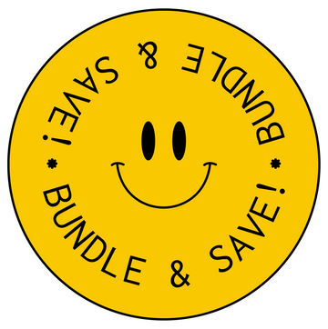 Yellow circle with smiley face and 'Bundle & Save!' text