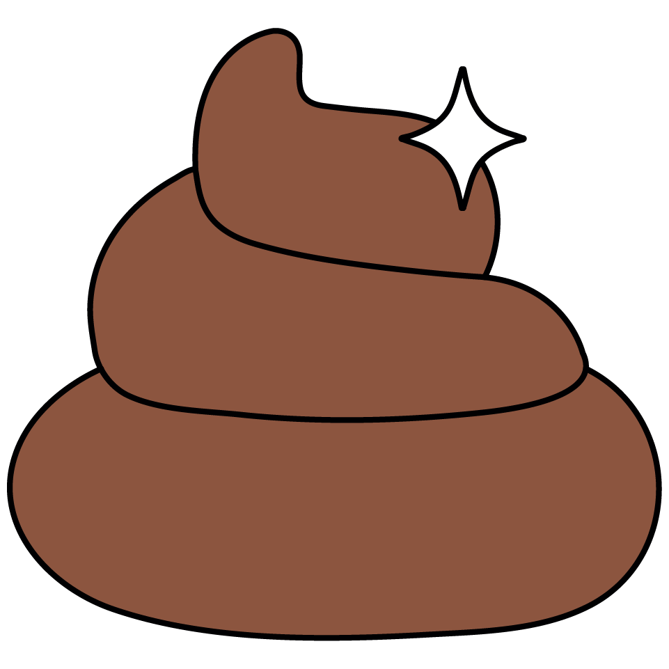An illustration of a brown poop with a sparkle to show good poops