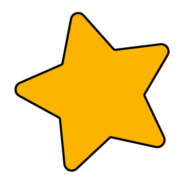 A sticker of a yellowy-orange star