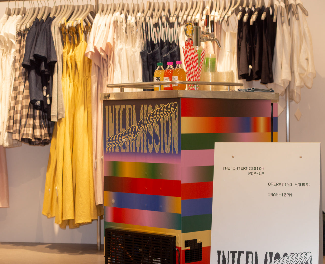 Custom wrapped kombucha cart for The Editor's Market Intermission Popup