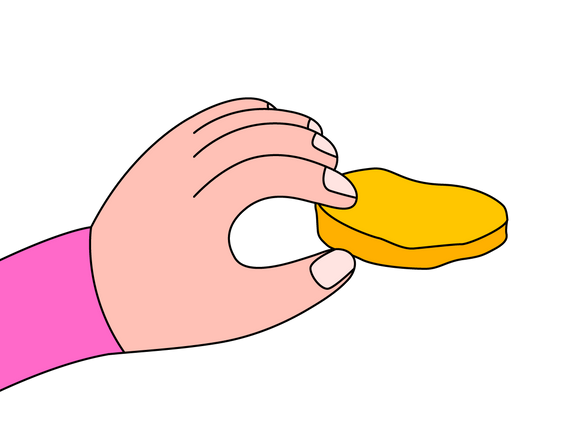 An illustration of a hand holding a kombucha scoby pellicle