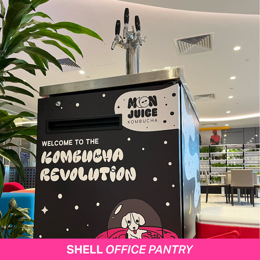 Kombucha cart at Shell's office pantry 10