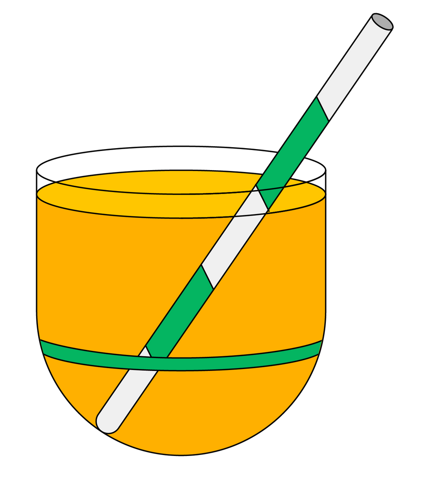 An illustrated sticker of a cup of kombucha with a straw in it.